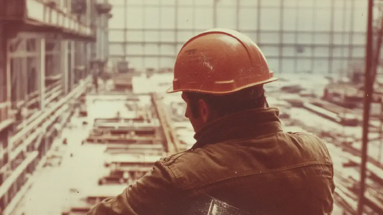 Construction worker on job site, highlighting workplace asbestos exposure risks.