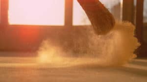 Dust raised by sweeping