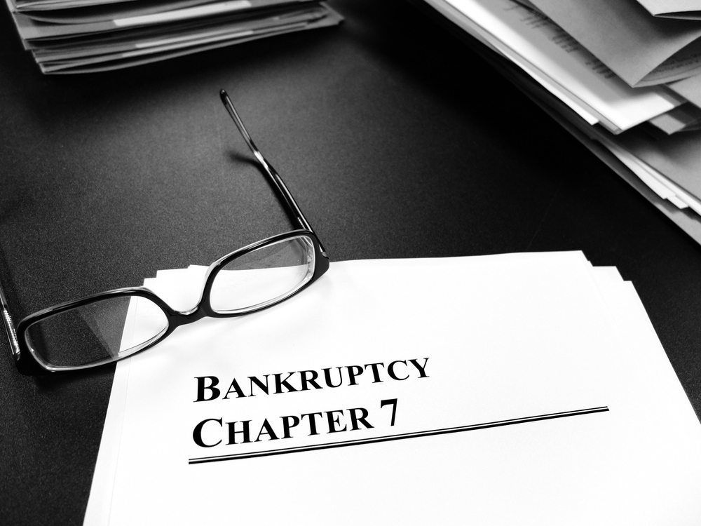 Bankruptcy documents on a desk