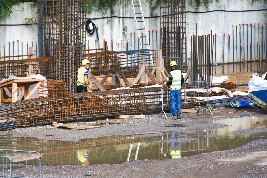 construction workers in a site where there is asbestos exposure