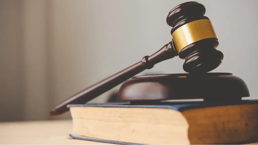 Gavel with law books